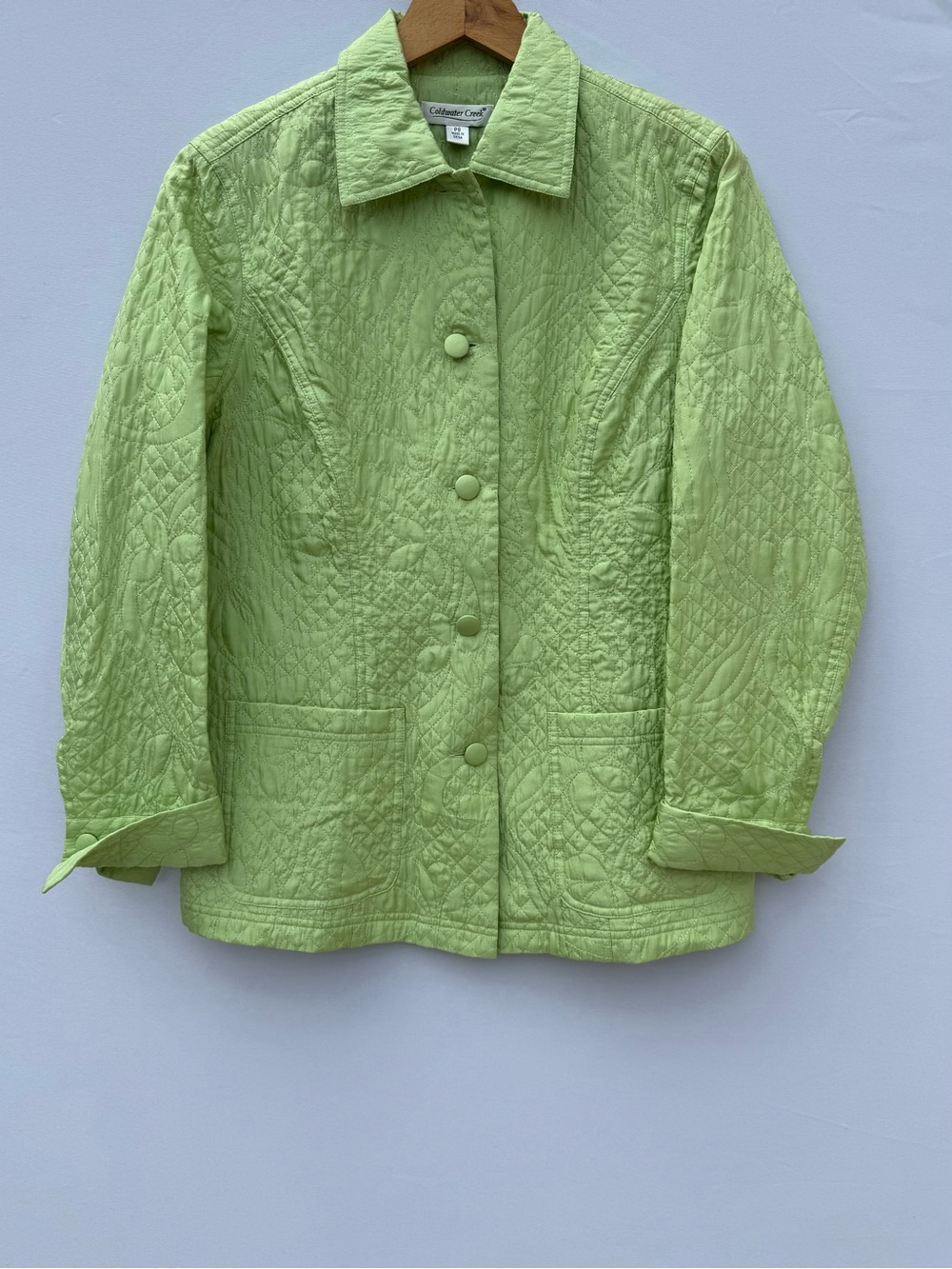 Coldwater Creek Bright Lime Green Lightweight Quilted Jacket, Petite Small